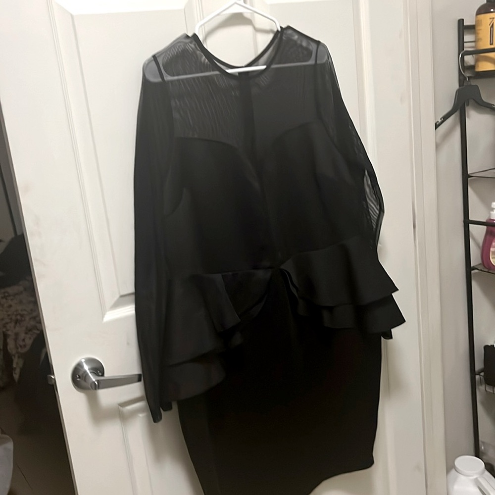 Black sleeve mesh dress
